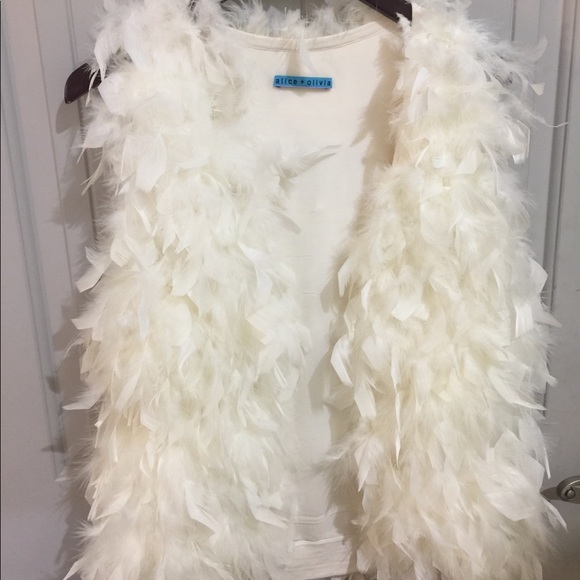 white feather vest